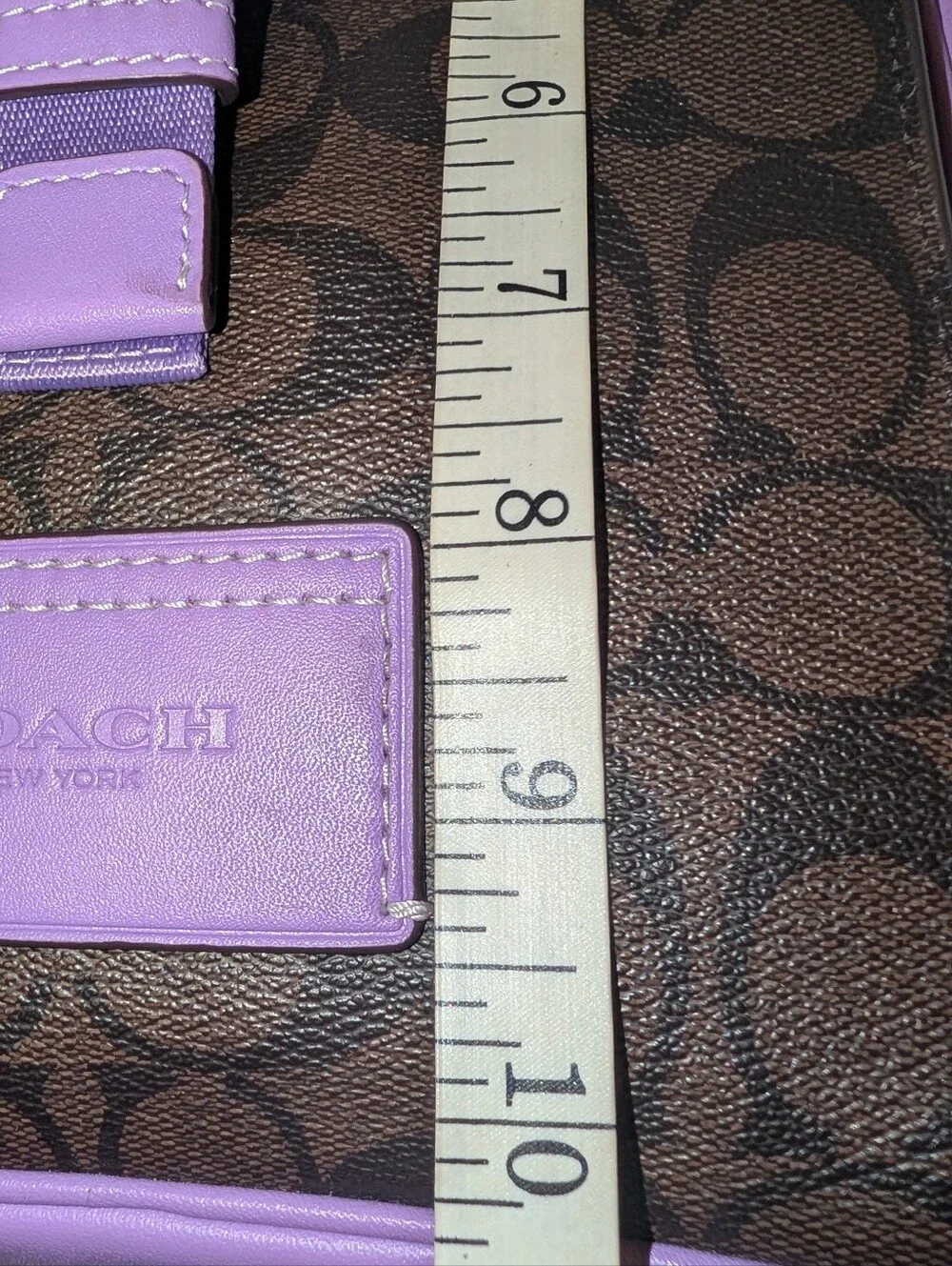 COACH LEATHER AND SIGNATURE COATED CANVAS TRACK PACK Purple Brown CL432 EUC